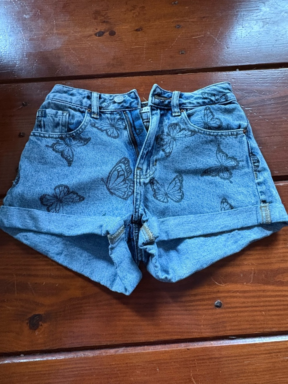 Pacsun Butterfly Print Denim Shorts - Women